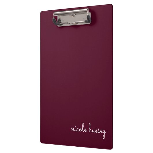 Burgundy Script | Stilvolle Monogram modern Klemmbrett (Links)
