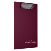 Burgundy Script | Stilvolle Monogram modern Klemmbrett (Rechts)