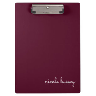 Burgundy Script   Stilvolle Monogram modern Klemmbrett