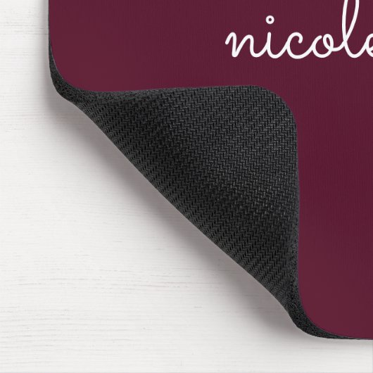 Burgundy Script | Stilvolle Monogram modern Mousepad (Ecke)