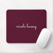 Burgundy Script | Stilvolle Monogram modern Mousepad (Mit Mouse)