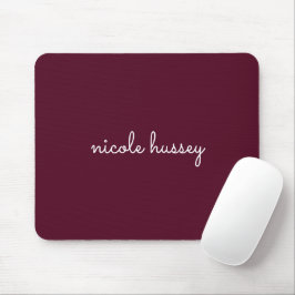 Burgundy Script | Stilvolle Monogram modern Mousepad