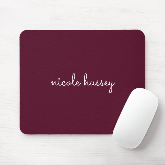Burgundy Script | Stilvolle Monogram modern Mousepad (Mit Mouse)