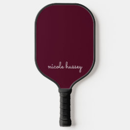 Burgundy Script | Stilvolle Monogram modern Pickleball Schläger