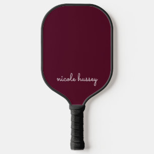 Burgundy Script   Stilvolle Monogram modern Pickleball Schläger