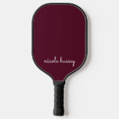 Burgundy Script | Stilvolle Monogram modern Pickleball Schläger (Rückseite)