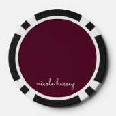 Burgundy Script | Stilvolle Monogram modern Pokerchips (Rückseite)