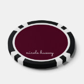 Burgundy Script | Stilvolle Monogram modern Pokerchips (Einzeln)