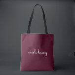 Burgundy Script | Stilvolle Monogram modern Tasche<br><div class="desc">Ein einfaches,  individuelles Monogramm-Design in einer lässigen Handschrift in auffallendem monochromen Burgundy. Das Monogramm kann leicht personalisiert sein,  um ein Design so einzigartig wie Sie sind zu machen! Das perfekte trendige Geschenk oder Accessoire für jeden Anlass.</div>