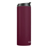 Burgundy Script | Stilvolle Monogram modern Thermosbecher (Nach links gedreht)