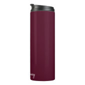 Burgundy Script | Stilvolle Monogram modern Thermosbecher (Nach rechts gedreht)