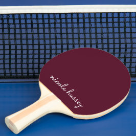 Burgundy Script | Stilvolle Monogram modern Tischtennis Schläger