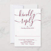 Burgundy Script String Lights Hochzeit RSVP Karte (Vorderseite)