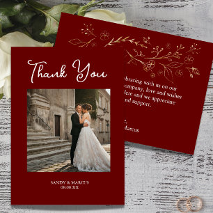 Burgundy Script Wedding Foto Danke Karte