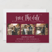 Burgundy Script Wedding Foto Save the Date (Vorderseite)