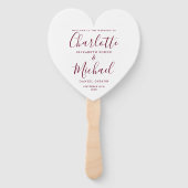Burgundy Script Wedding Program Heart Fächer (Vorderseite)