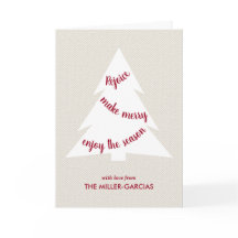 Burgundy Script Weihnachtsbaum Beige Leinwand Foto