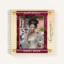 Burgundy Scroll Foto Budget Quinceañera Gast Notizblock
