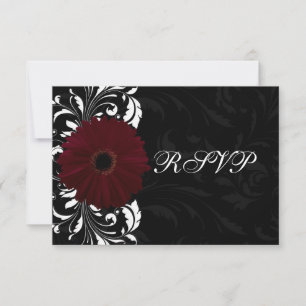 Burgundy Scroll Gerbera Daisy w/Black UAWG RSVP Karte