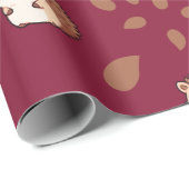 Burgundy Seamless Wrapping Paper mit Igeln Geschenkpapier (Rolleneckpunkt)