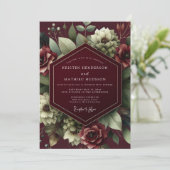 Burgundy Shadow Bloom Wedding Einladung (Stehend Vorderseite)