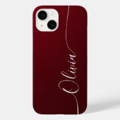 Burgundy Shimmer Eleganter Calligrafy Script Name Case-Mate iPhone Hülle (Rückseite)
