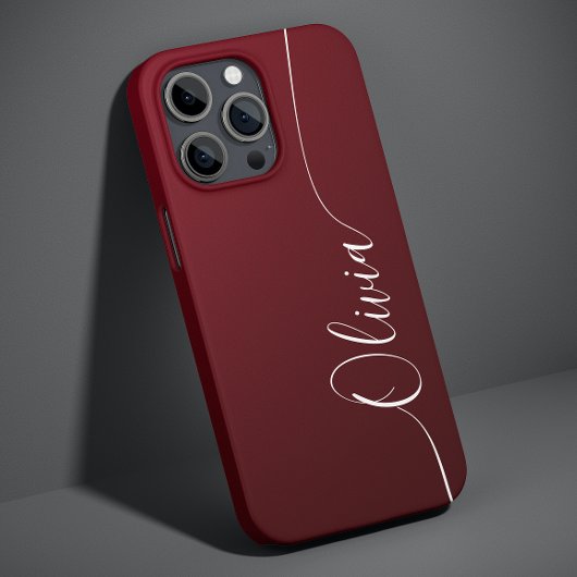 Burgundy Shimmer Eleganter Calligrafy Script Name Case-Mate iPhone Hülle