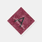 Burgundy Shimmer & Sparkle Monogram Serviette (Ecke)