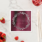 Burgundy Shimmering Urban Silver Wreath Name Serviette (Beispiel)