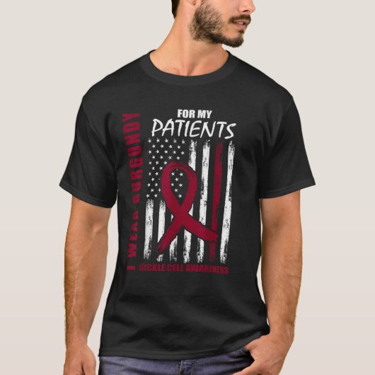 Burgundy Sickle Cell Awareness Patients Nurse RN F T-Shirt (Vorderseite)
