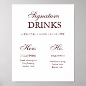 Burgundy Signature Drink wedding sign Poster (Vorne)