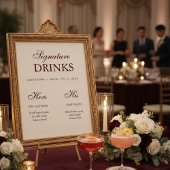 Burgundy Signature Drink wedding sign Poster