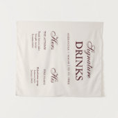 Burgundy Signature Drink wedding sign Wandteppich (Vorderseite (Horizontal))