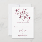 Burgundy Signature Script Modern RSVP Karte (Vorderseite)