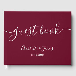 Burgundy Signature Script Wedding Gästebuch