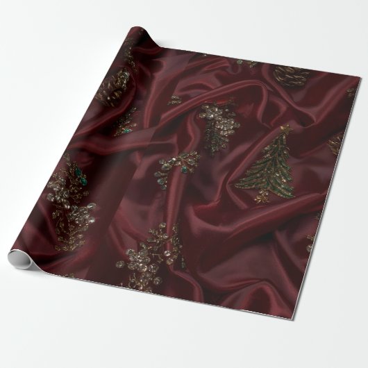 Burgundy Silk-Look Diamond  Geschenkpapier (Ungerollt)