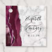 Burgundy Silver Agate Marble Wedding Geschenkanhänger (Vorderseite)
