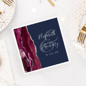 Burgundy Silver Agate Navy Blue Wedding Serviette