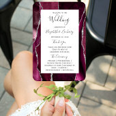 Burgundy Silver Agate Wedding Program Fächer