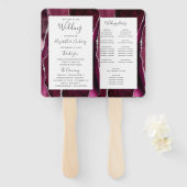 Burgundy Silver Agate Wedding Program Fächer (Vorne und Hinten)