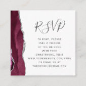Burgundy Silver Agate Wedding QR Code UAWG Begleitkarte (Vorderseite)