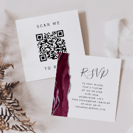 Burgundy Silver Agate Wedding QR Code UAWG Begleitkarte