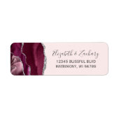 Burgundy Silver Blush Pink Wedding Return Address (Vorne)