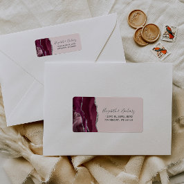 Burgundy Silver Blush Pink Wedding Return Address