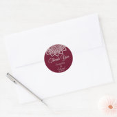 Burgundy Silver Elegant Mandala Wedding Runder Aufkleber (Umschlag)
