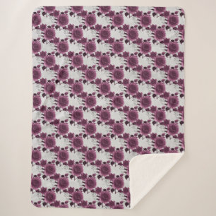Burgundy Silver Floral Sherpadecke