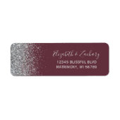 Burgundy Silver Glitzer Wedding Rücksendeadresse (Vorne)