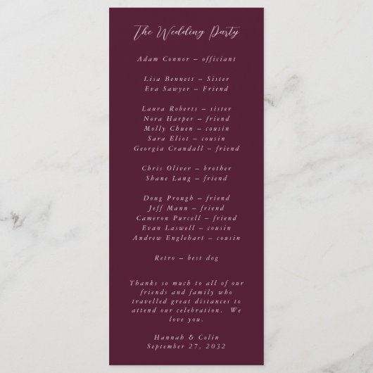 Burgundy Silver Gray Rose Botanisch Programm (Rückseite)