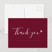 Burgundy Silver Heart Script Business Vielen Dank Postkarte (Vorne/Hinten)