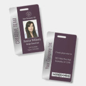 Burgundy Silver ID für personalisierte Unternehmen Ausweis (Vorder- & Rückseite)